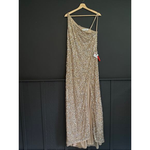 Mac Duggal Sequin One Shoulder Gown With Embellishments 10729 NEW Size 10 - Picture 3 of 16